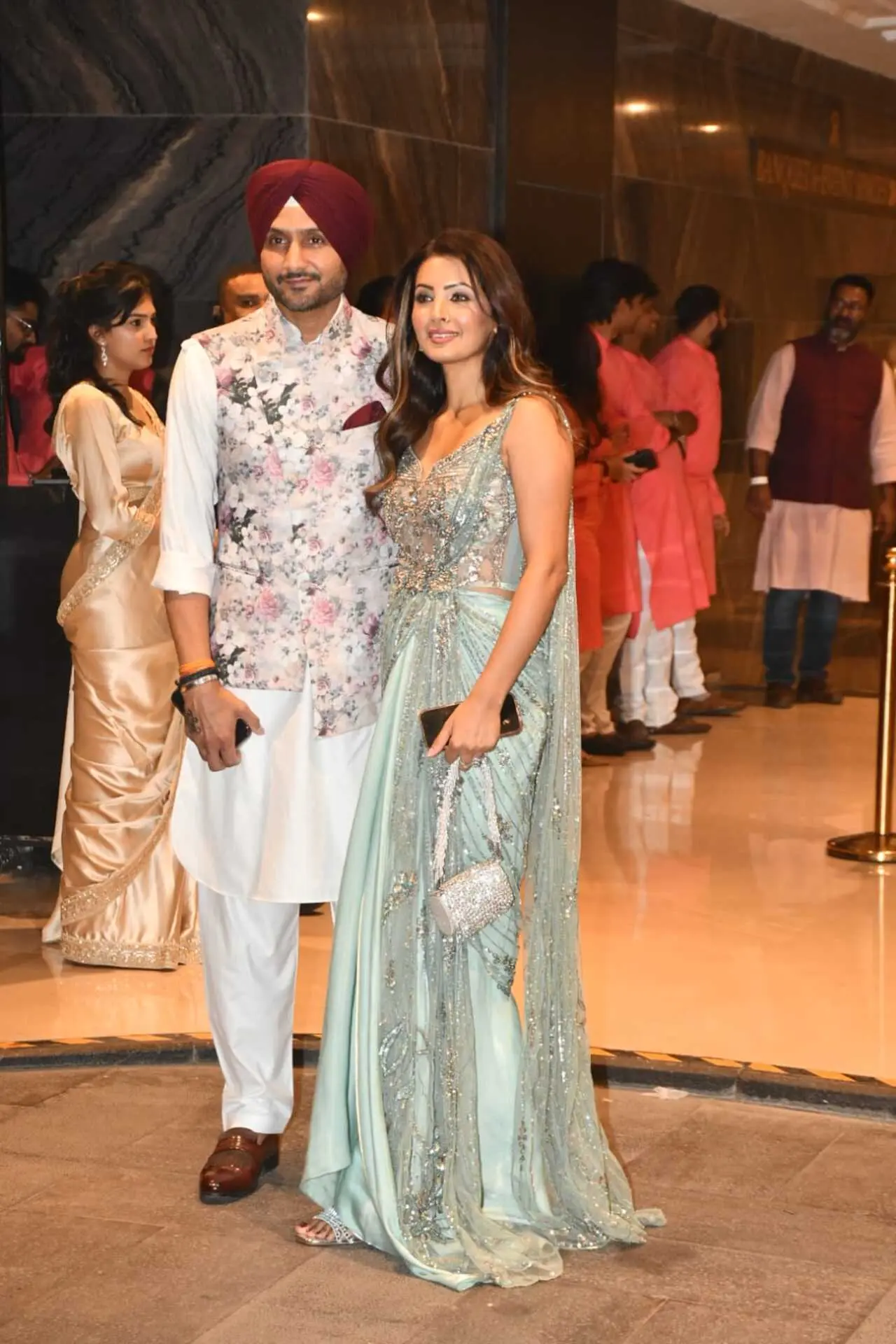 Star couple Harbhajan Singh and Geeta Basra were also seen making a sizzling entry at the wedding celebrations.